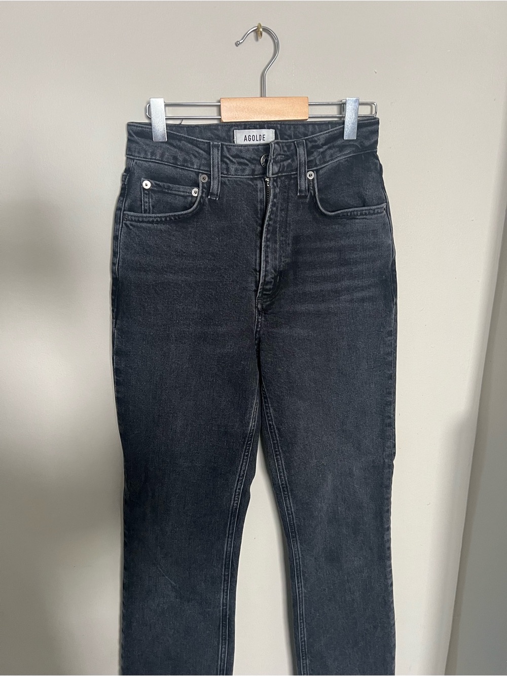 Agolde Faded Black Straight-Leg Jeans